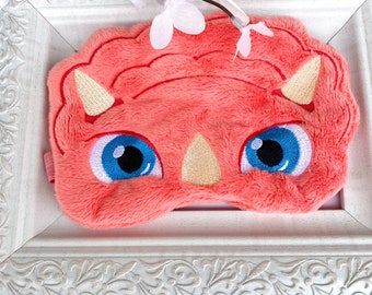 Pink Dinosaur Sleep Mask, Children's Sleep Mask, Gift for Kids, Children’s Accessory, Girl Dinosaur Gift, Stocking Stuffer