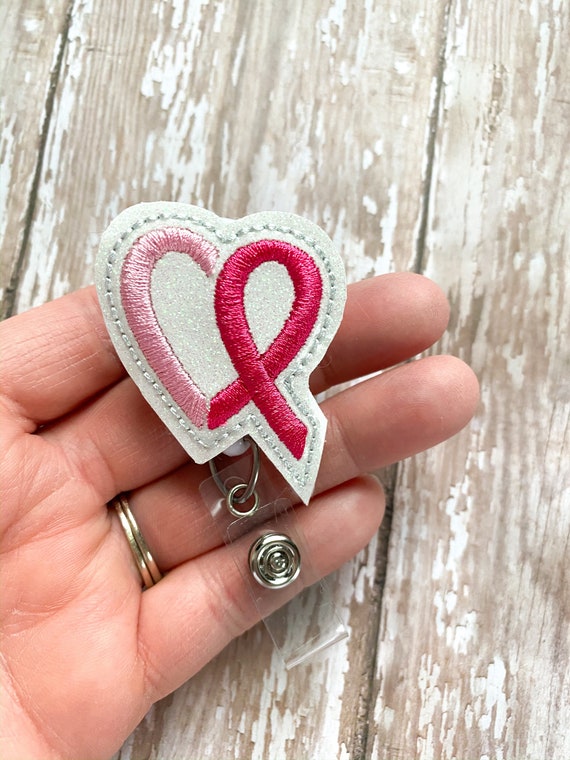 Breast Cancer Badge Reel, Badge Buddy, Interchangeable Badge Topper 