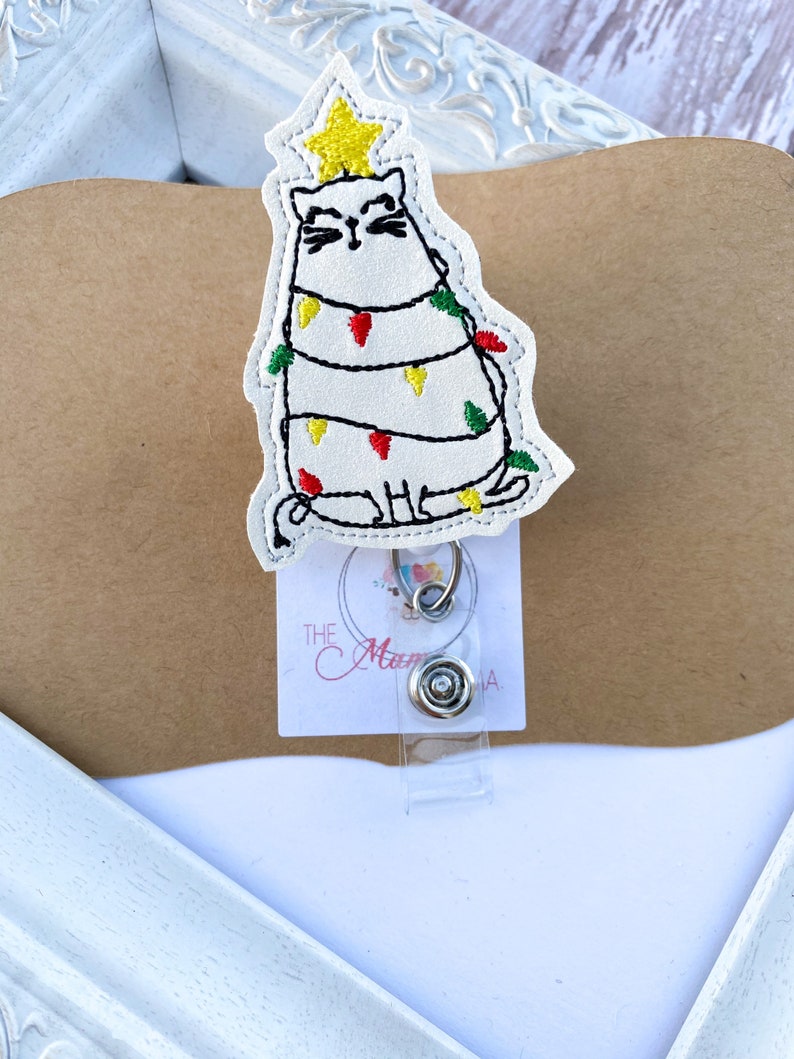 Interchangeable Badge Reel Christmas Cat Badge Topper Nurse Badge Reel