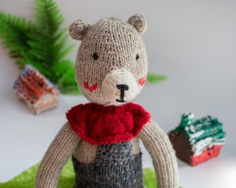 Knitted Wool Bear Toy: Handmade Plush Animal (18 inches)