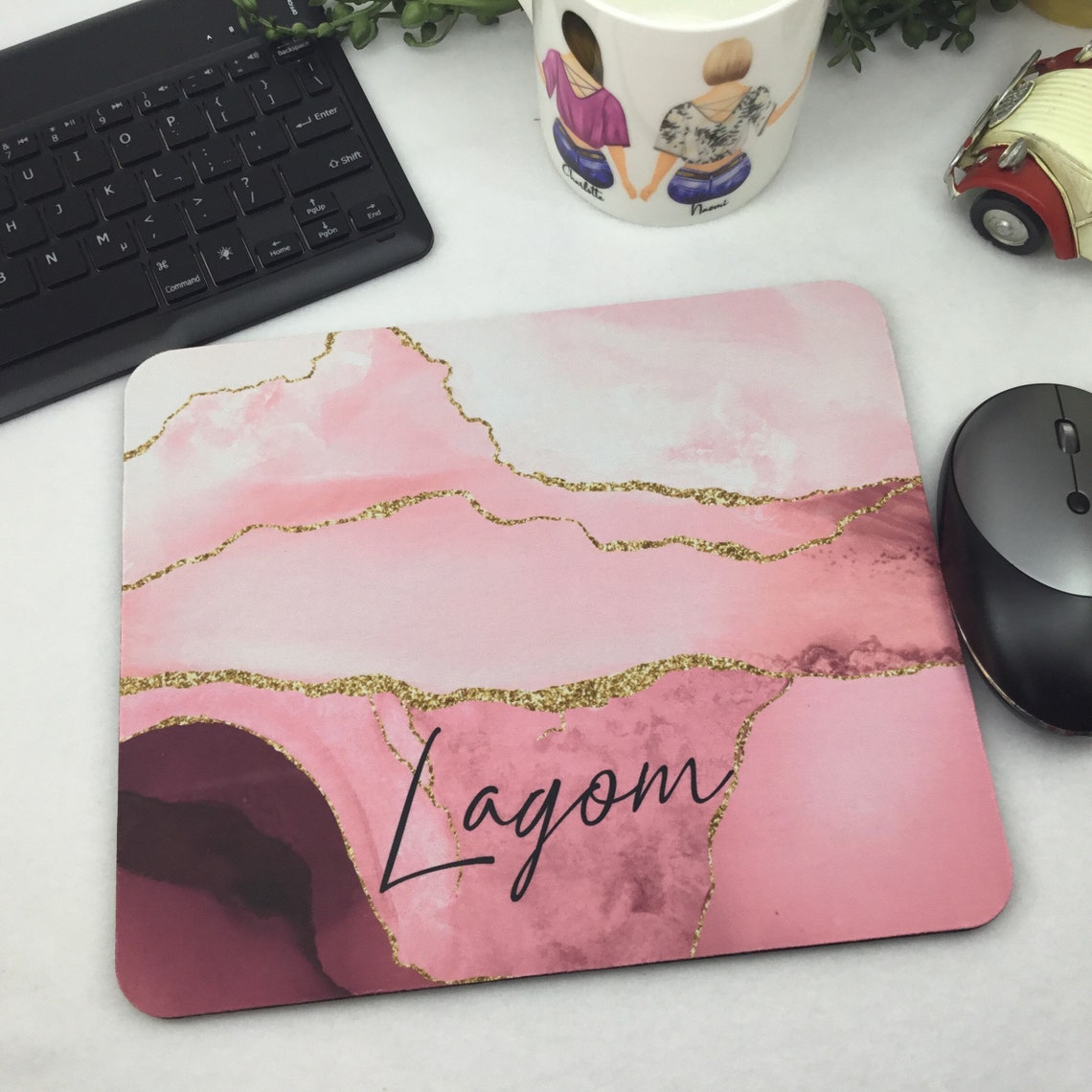 Personalised Mouse Pad in pink shades Office Gift Mouse mat Etsy