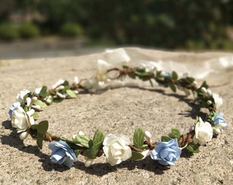 MOPOLIS Fashion Boho Flower Crown Headband Garland Floral Hairband Wedding Ladies Favor Color Blue MOPOLIS Fashion Boho Flower Crown Headband Garland Floral Hairband Wedding Ladies Favor Color Blue