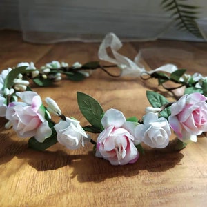 Bridal Flower Crown Flower girl crown fall bridesmaid flower crown Pink Blush flower girl crown flower girl headband Wedding flower crown