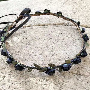 Schwarze Blumenkrone Blumenmädchen Stirnband Halloween Blumenkrone Braut Blumenkrone Hochzeit Blumen Haarschmuck Halloween Blumen Haarband