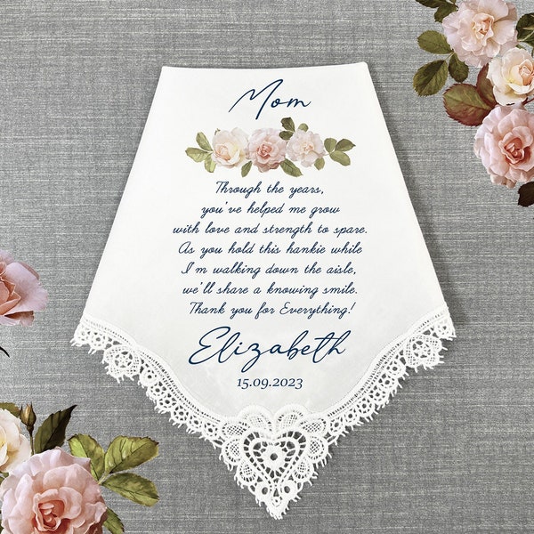 Wedding handkerchief Bride Lace Handkerchief Mom and dad handkerchiefs Mother & Father of the Bride Gift from the Bride Wedding Gifts