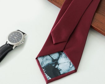 Custom Photo Tie Plain tie Gift for Dad Fathers Day Gift Wedding Gift for Dad New Dad Gift Custom Ties Personalized Photo Tie 24080106