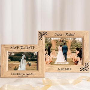 Personalised Engraved Photo Frame,Wedding Photo Frame,Custom Wood Photo Frame,Anniversary or Engagement Gift,Personalised Home Decor 250815