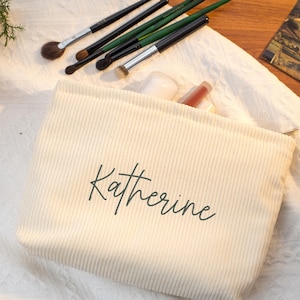 Personalisierte Samt Geldbörse, gestickte Kosmetiktasche, Geschenke für sie, Zubehör Tasche, benutzerdefinierte Make-up-Tasche, Reise-Make-up-Tasche 25013001