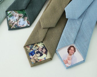 Custom Photo Tie cotton tie Gift for Dad Fathers Day Gift Wedding Gift for Dad New Dad Gift Custom Ties Personalized Photo Tie 24081503