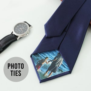 Custom Photo Tie Plain tie Gift for Dad Fathers Day Gift Wedding Gift for Dad New Dad Gift Custom Ties Personalized Photo Tie 24080105