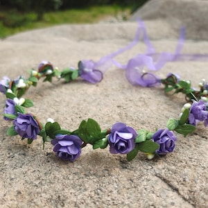 Purple Flower Crown: Wedding Flower Girl Headband