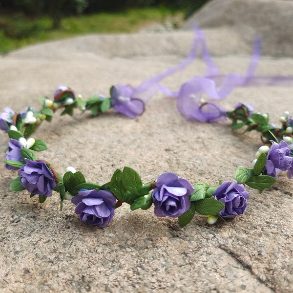Purple Flower Crown Etsy