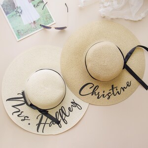 Bride to be Gift, Customized Floppy Beach hat, Personalized Mrs. Beach Hat, Last Name Printing Floppy sun Hat Bachlorette Beach Hat 25061103