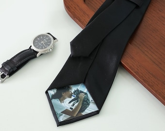 Cravatta con foto personalizzata, regalo di nozze per papà, regalo per la festa del papà, regalo di nozze per lo sposo, regalo per il neo papà, cravatte personalizzate, cravatta con foto personalizzata 24080107
