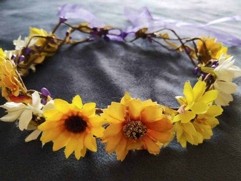 Sunflower Flower Crown Wedding Flower Crown. Sunflower Girl Etsy