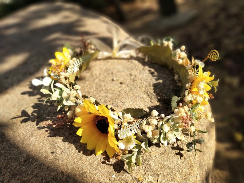 Baby's Breath Flower Crown Sunflower Crown Flower Girl Etsy