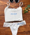 Personalized Bride Lingerie Set Bridal Shower Gift Box Pajamas set with Embroidere Custom Underwear Set SXQ1604