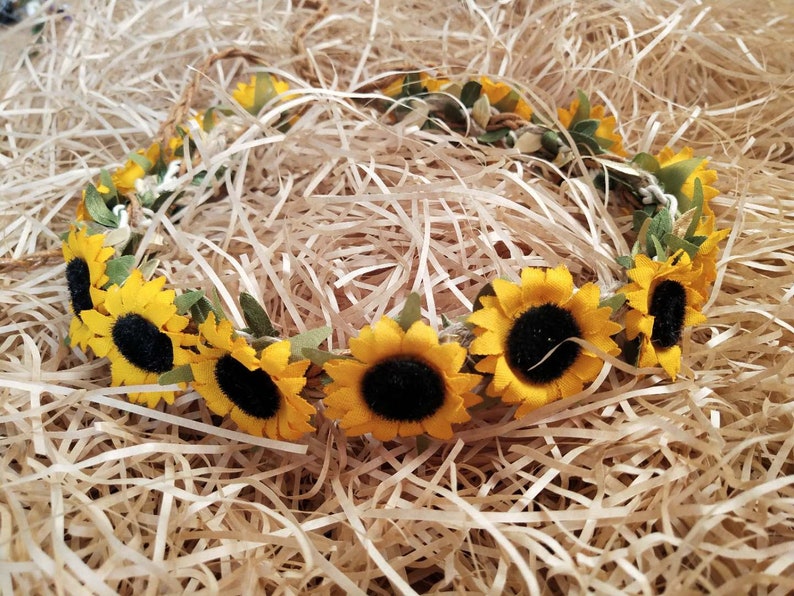 Sunflower Crownwedding Flower Crown Baby Flower Crown Spring Etsy