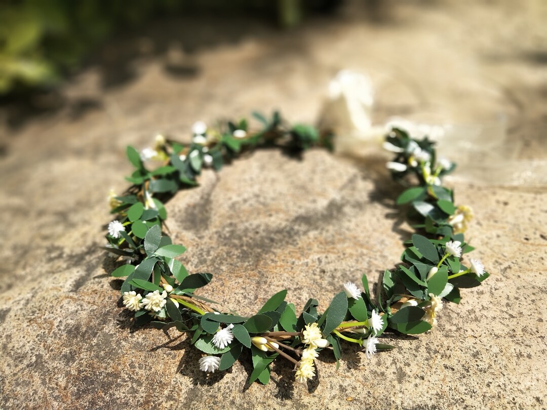 Baby's Breath Flower Crown for Women Bridal Green Crown Greenery Crown