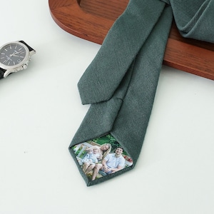 Personalised Photo Tie Custom Photo Tie cotton tie Gift for Dad Fathers Day Gift Wedding Gift for Dad New Dad Gift Custom Ties  24081504