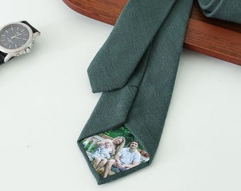 Personalised Photo Tie Custom Photo Tie cotton tie Gift for Dad Fathers Day Gift Wedding Gift for Dad New Dad Gift Custom Ties  24081504
