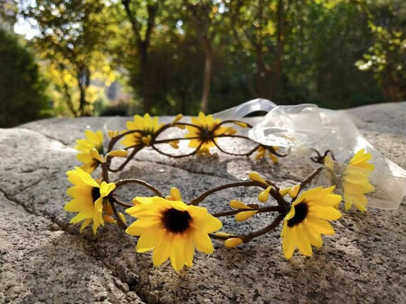 Sunflower Crown Summer Flower Crown. Flower Girl Flower - Etsy