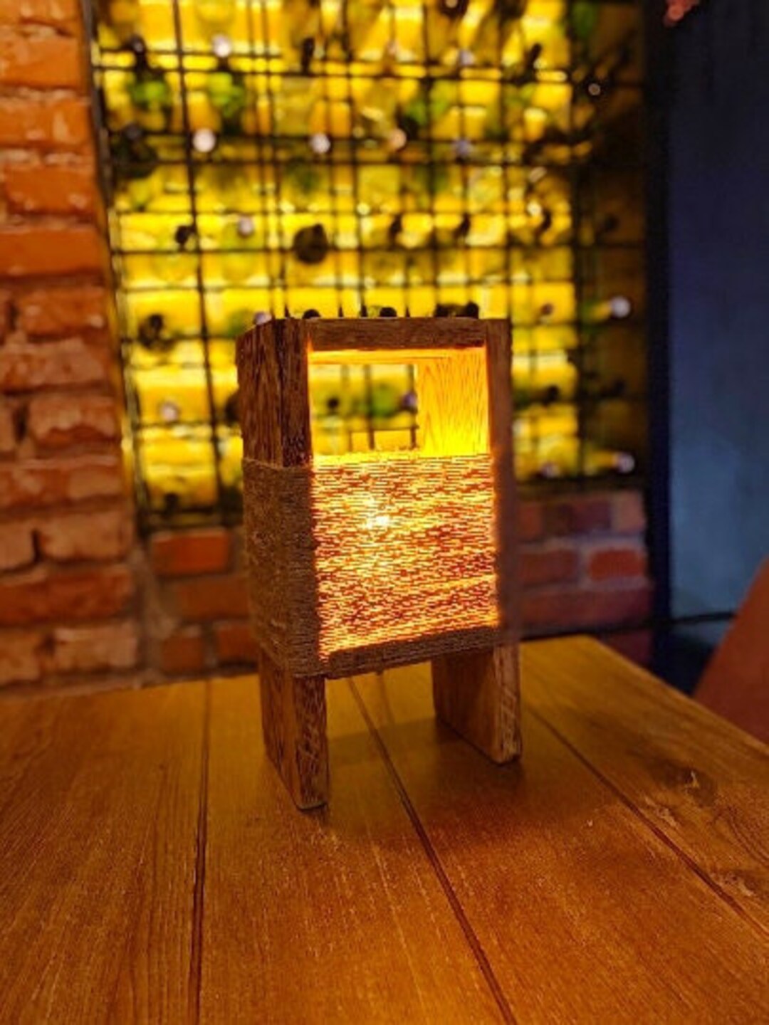 Handmade Pine Night Lamp Table Wood Bedside Lamp Bedrum Decor Night