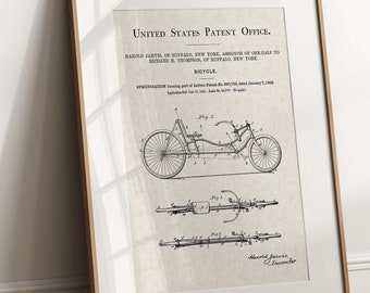 Recumbent Bicycle - 1902 (Free Shipping) Large Unframed 8.5x11 Patent Print