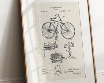 Bicycle - 1891 (Free Shipping) Large Unframed 8.5x11 Patent Print
