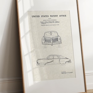 Tucker Automobile - 1949 (Free Shipping) Large Unframed 8.5x11 Patent Print