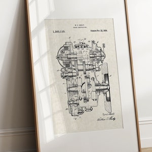 William S. Harley's Motorcycle Engine - 1920 (Free Shipping) Large Unframed 8.5x11 Patent Print