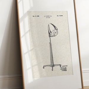 Salon Hair Dryer - 1940 (Free Shipping) Large Unframed 8.5x11 Patent Print