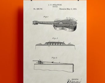 Guitare acoustique - 1893 (impression numérique haute qualité) ivoire, cuivre et or - 2x3 (4x6, 8x12, 10x15, 12x18, 16x24, 20x30, 24x36...)