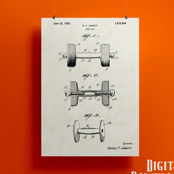 Dumbbell - 1928 (Digital High Quality Print) Ivory, Copper, and Gold - 2x3 (4x6, 8x12, 10x15, 12x18, 16x24, 20x30, 24x36...)