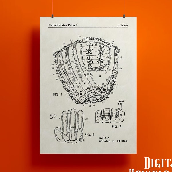 Baseball Glove - 1969 (Digital High Quality Print) Ivory, Copper, and Gold - 2x3 (4x6, 8x12, 10x15, 12x18, 16x24, 20x30, 24x36...)