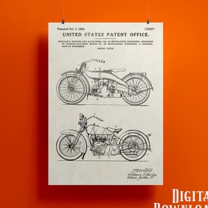 William Harley's Motorcycle - 1924 (Digital High Quality Print) Ivory, Copper, and Gold - 2x3 (4x6, 8x12, 10x15, 12x18, 16x24, 20x30, 24x36)