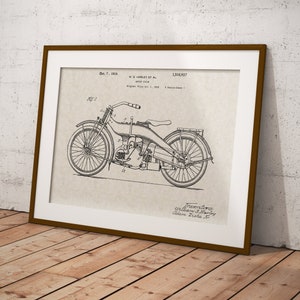 William S. Harley's First Motorcycle - 1924 (Free Shipping) Large Unframed 8.5x11 Patent Print