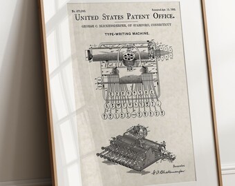 Portable Typewriter - 1892 (Free Shipping) Large Unframed 8.5x11 Patent Print