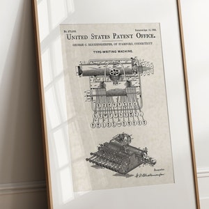 Portable Typewriter - 1892 (Free Shipping) Large Unframed 8.5x11 Patent Print