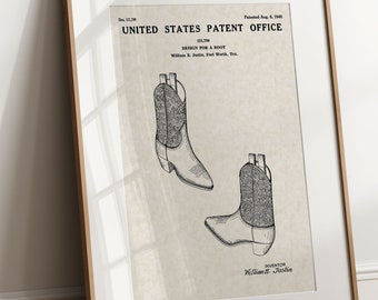 Cowboy Boot - 1940 (Free Shipping) Large Unframed 8.5x11 Patent Print