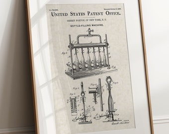 Wine Bottle Filling Machine - 1903 (Free Shipping) Large Unframed 8.5x11 Patent Print