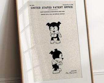Max Fleischer's Classic Pup - 1932 (Free Shipping) Large Unframed 8.5x11 Patent Print