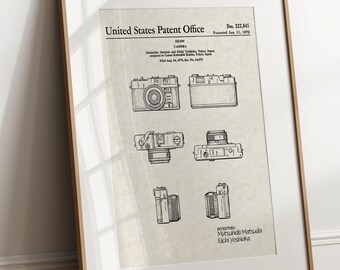 Classic Camera - 1972 (Free Shipping) Large Unframed 8.5x11 Patent Print