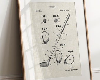 Golf Club - 1910 (Free Shipping) Large Unframed 8.5x11 Patent Print