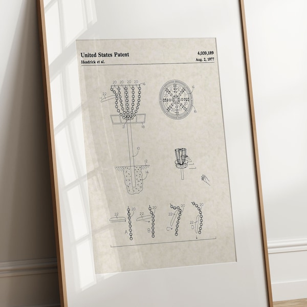Disc Golf - 1977 (Free Shipping) Large Unframed 8.5x11 Patent Print