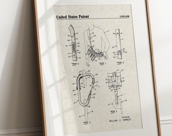 Rock Climbing Carabiner - 1971 (Free Shipping) Large Unframed 8.5x11 Patent Print