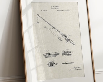 Fishing Pole (Tackle) - 1884 (Free Shipping) Large Unframed 8.5x11 Patent Print