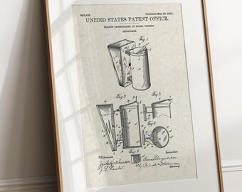 Bee Smoker - 1911 (Free Shipping) Large Unframed 8.5x11 Patent Print