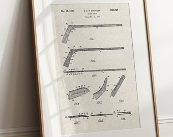 Hockey Stick - 1934 (Free Shipping) Large Unframed 8.5x11 Patent Print
