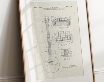 First Electric Guitar - 1955 (Free Shipping) Large Unframed 8.5x11 Patent Print